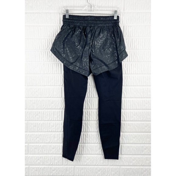 ATHLETA Elation 2 In 1 Leggings w/ Shorts Black Leopard Print XS - Picture 5 of 10